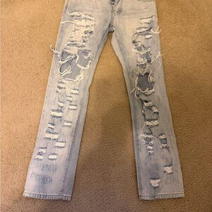 MNML Light Blue Distressed Skinny Jeans